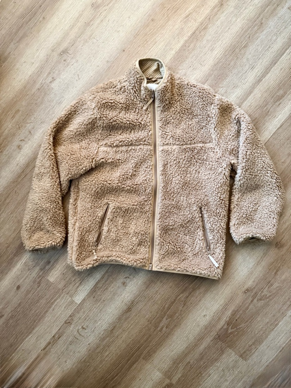 TNA Cozy Teddy Zip-Up Jacket in Taupe - Picture 2 of 5